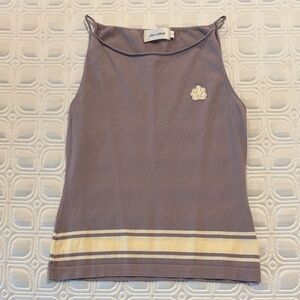Women's Gray Tank Top with Cream Accents